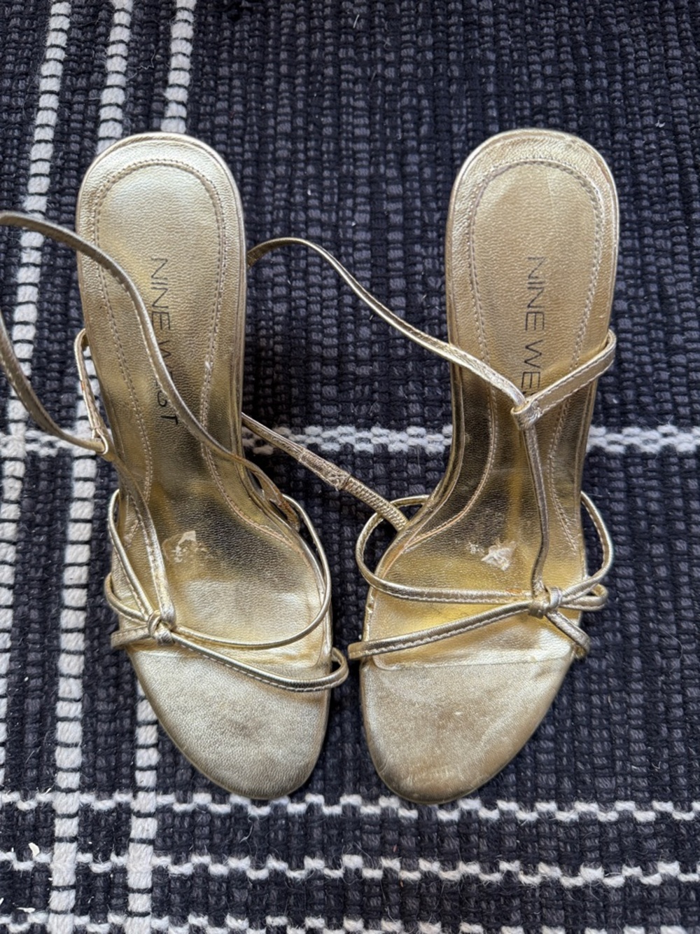 Nine West Metallic Gold Strappy Heeled Sandals - Picture 5 of 6